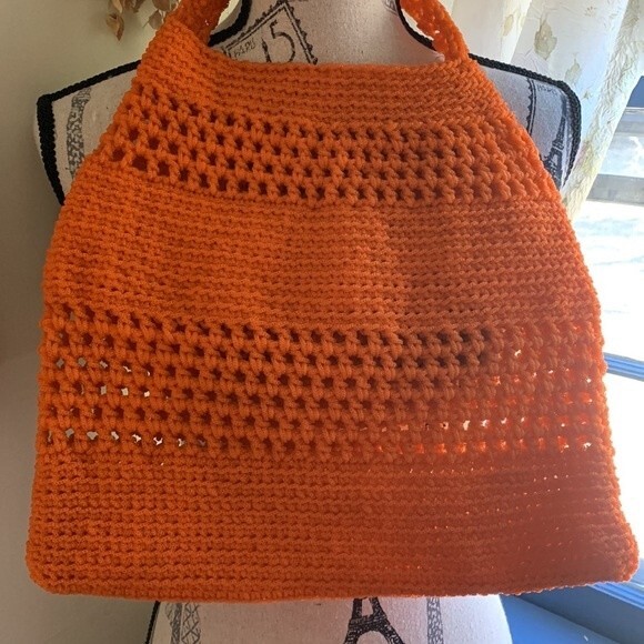 Vintage Orange Tote Purse Plastic - Picture 3 of 3